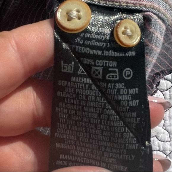 Ted Baker Men’s Blue Red Button Down Long Sleeve Business Casual Shirt Size 4 - Picture 8 of 10